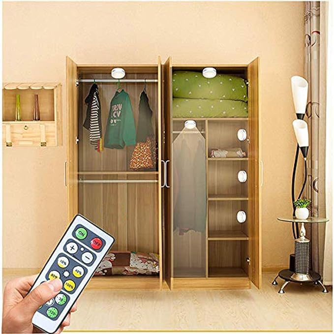 Starxing Puck Lights with Remote, Battery Operated Under Cabinet Lighting, Led Tap Light with Remote Control, Locker Light Closet Light, 4000K Natural White (6PK) - Image 4